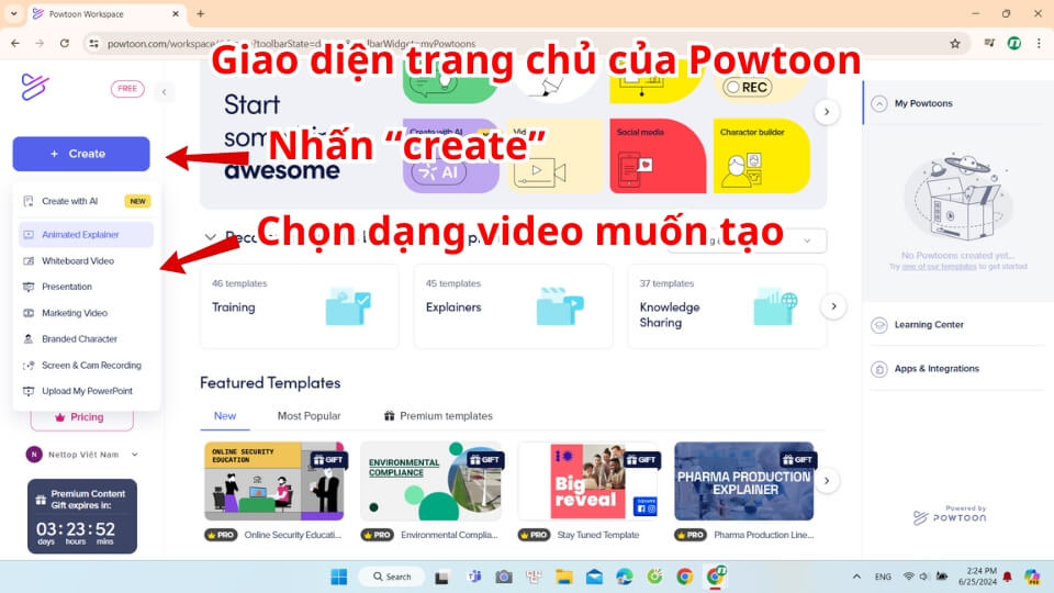 B1 chọn loại video muốn tạo B1 chọn loại video muốn tạo