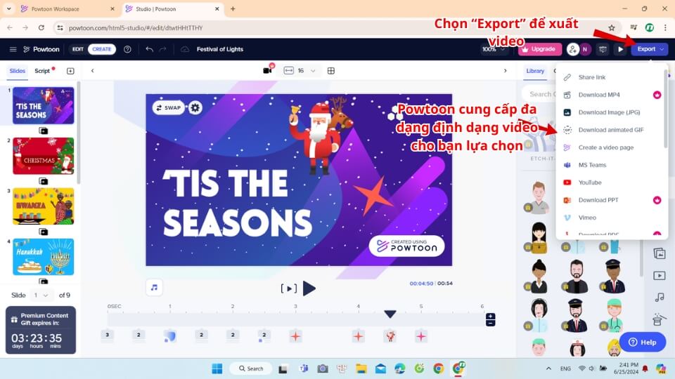 Lưu và xuất video trong phần mềm Powtoon Lưu và xuất video trong phần mềm Powtoon