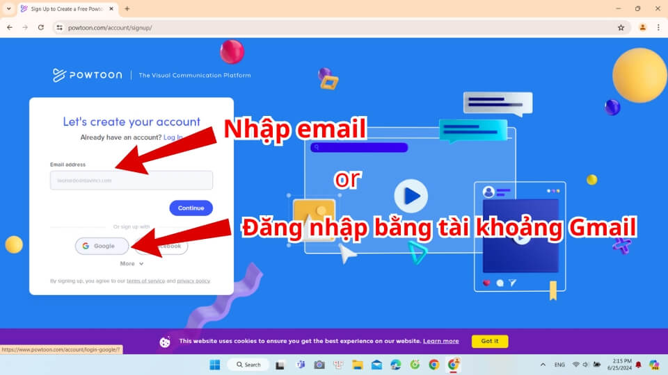 Nhập thông tin email muốn đăng ký tài khoản Nhập thông tin email muốn đăng ký tài khoản